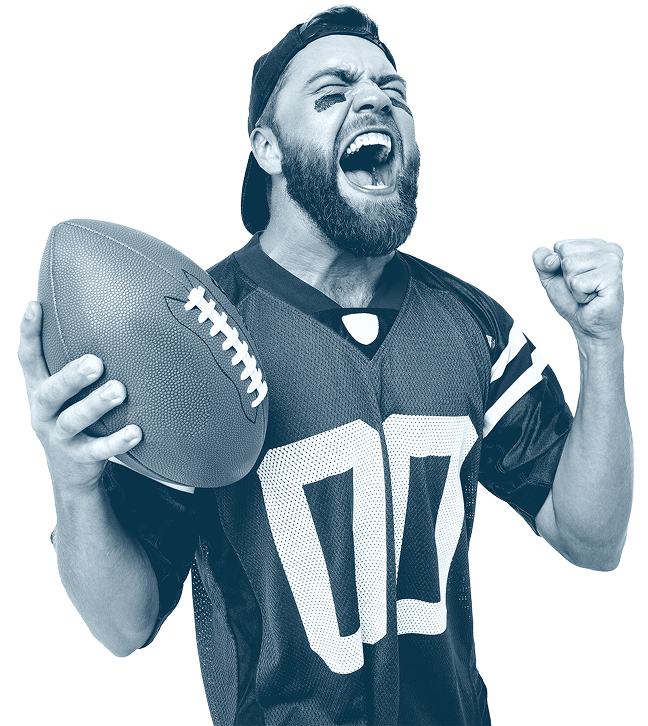Male with Football Cheering