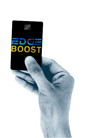 Hand holding EDGE Boost Debit Card