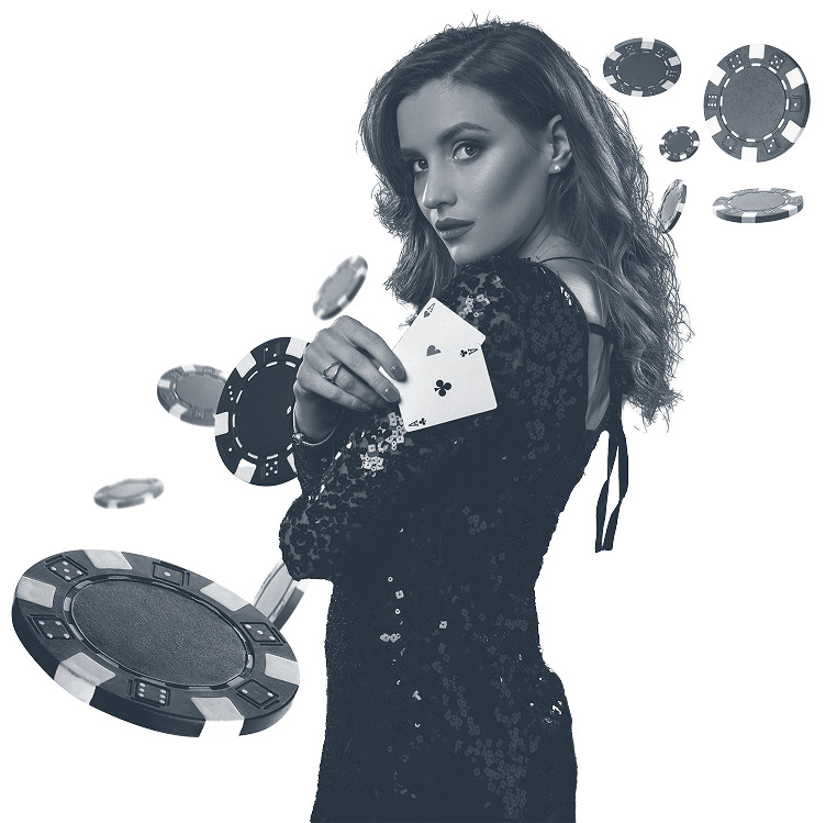 Female surrounded by poker chips